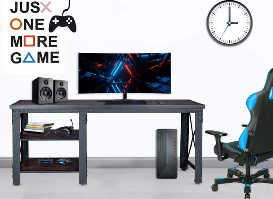 Duramax Weston 72" Industrial Desk with Shelves (68052) The desk table is best to add on your gaming/entertainment room. 